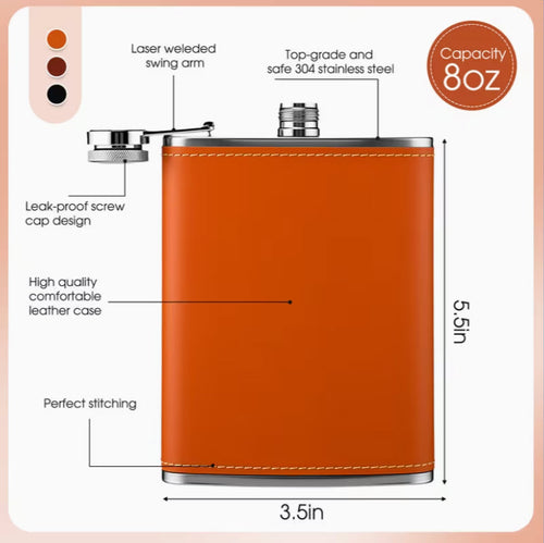 Stainless Steel Flask w/ Leather