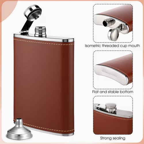 Stainless Steel Flask w/ Leather