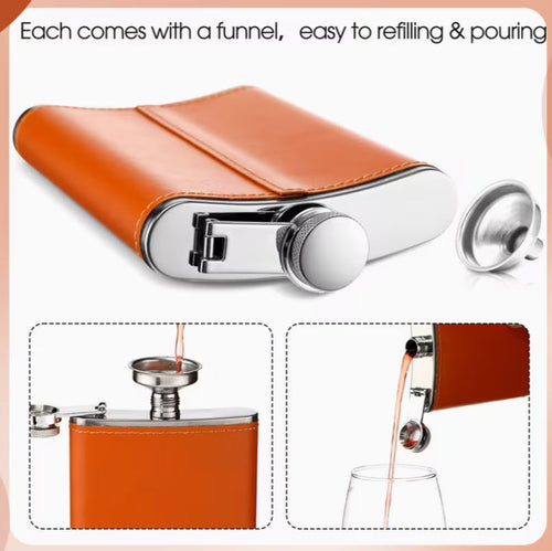 Stainless Steel Flask w/ Leather