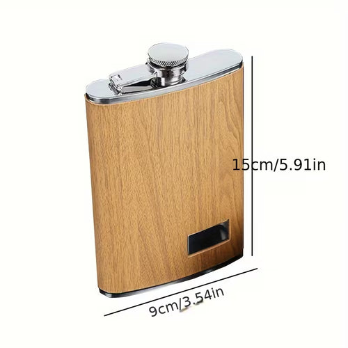 Stainless Steel Flask w/ Wood Set