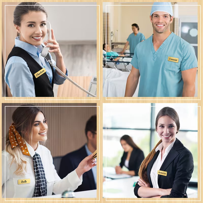 Nametag WHITE (pin / magnetic) with Engravi