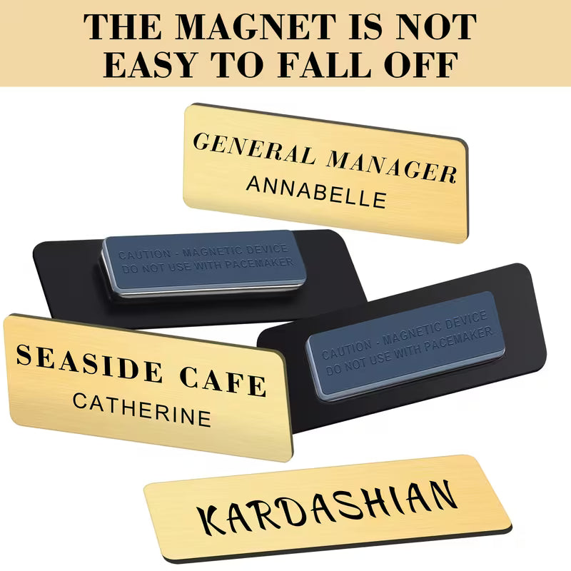 Nametag WHITE (pin / magnetic) with Engravi