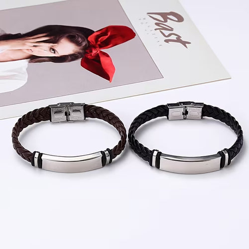 Steel Leather Bracelet