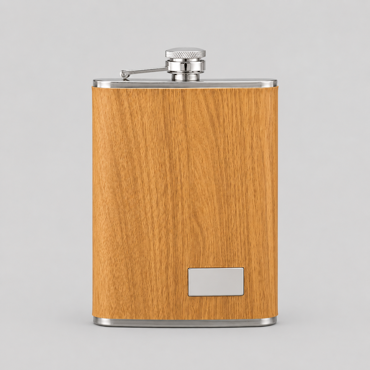 Stainless Steel Flask w/ Wood Set Main image