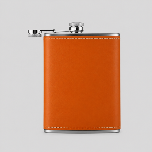 Stainless Steel Flask w/ Leather