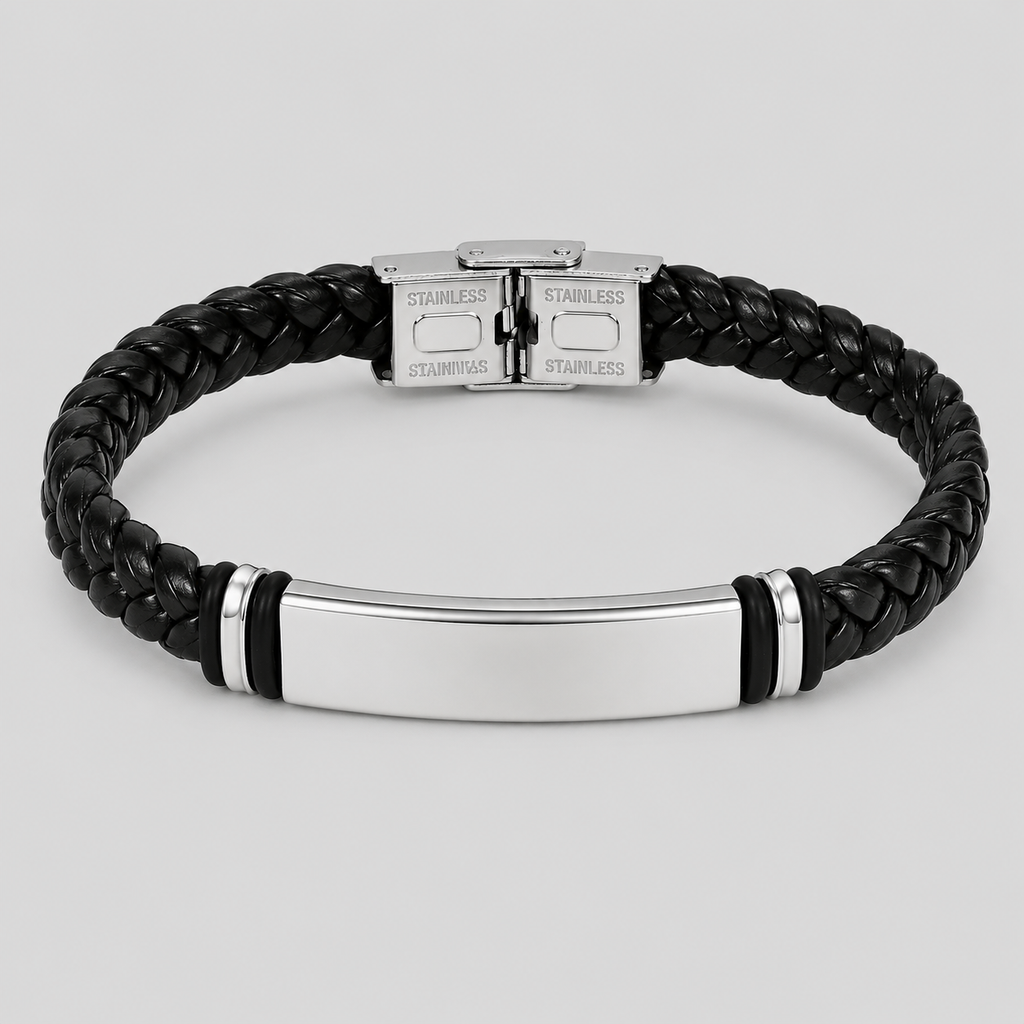 Steel Leather Bracelet