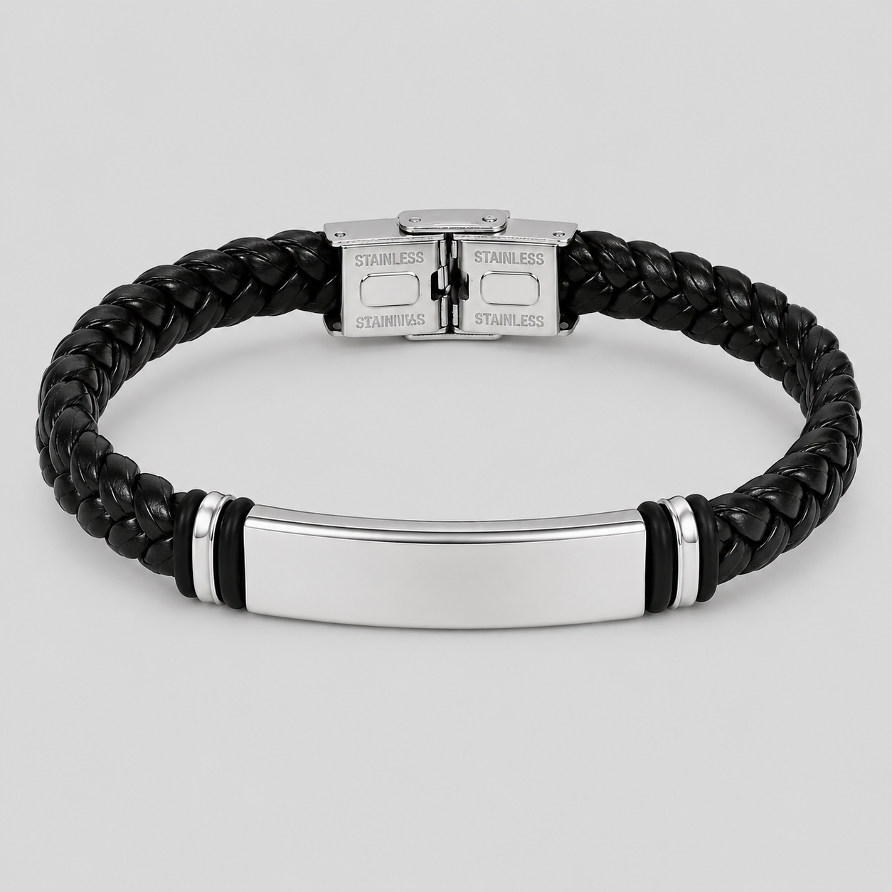 Steel Leather Bracelet
