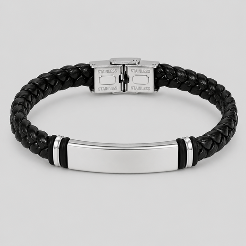 Steel Leather Bracelet